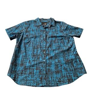 Wildfang Men’s Blue and Black Abstract Pattern Casual Shirt Size 1X NWT